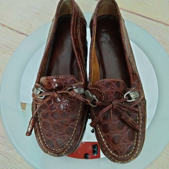 Unisa Brown Flats Leather Loafer Tortoise Print 6B - Picture 5 of 9